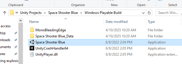 New executable game after build